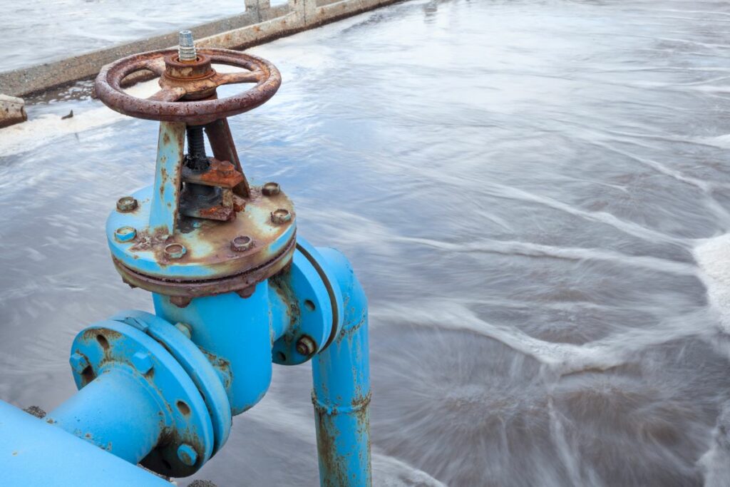 blue valve against waste water 