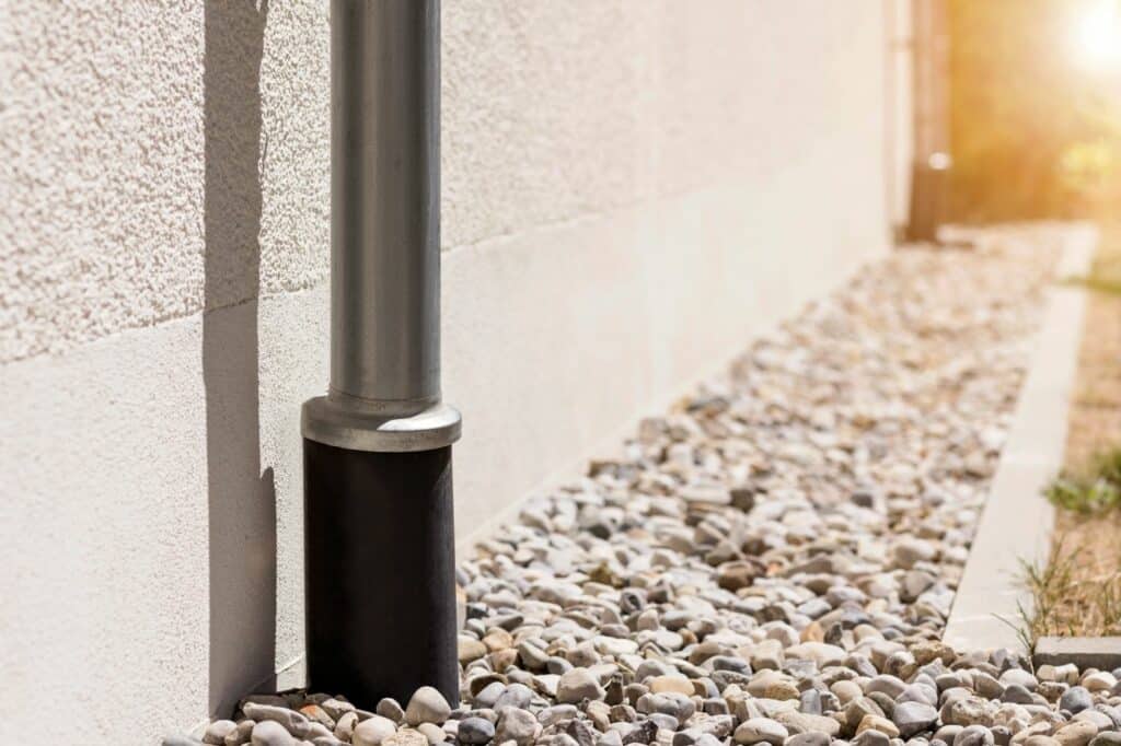 French drain with downpipe